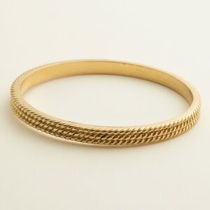 Vintage Napier Gold Tone Rope Textured Bangle Bracelet Signed Stackable Classic